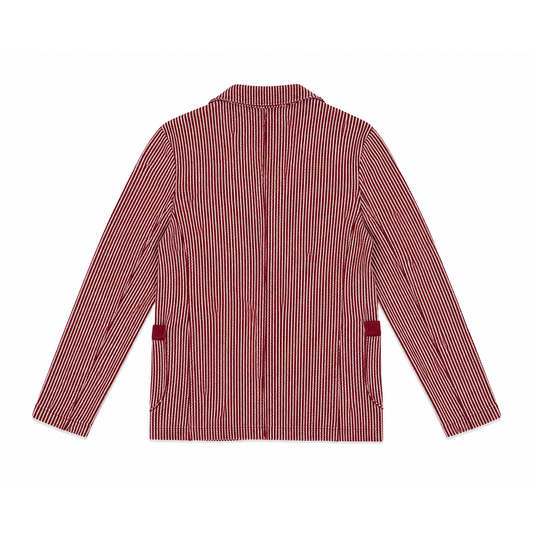 BURGUNDY STRIPED JERSEY JACKET