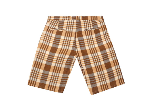 LINEN BLEND CHECKED SHORTS