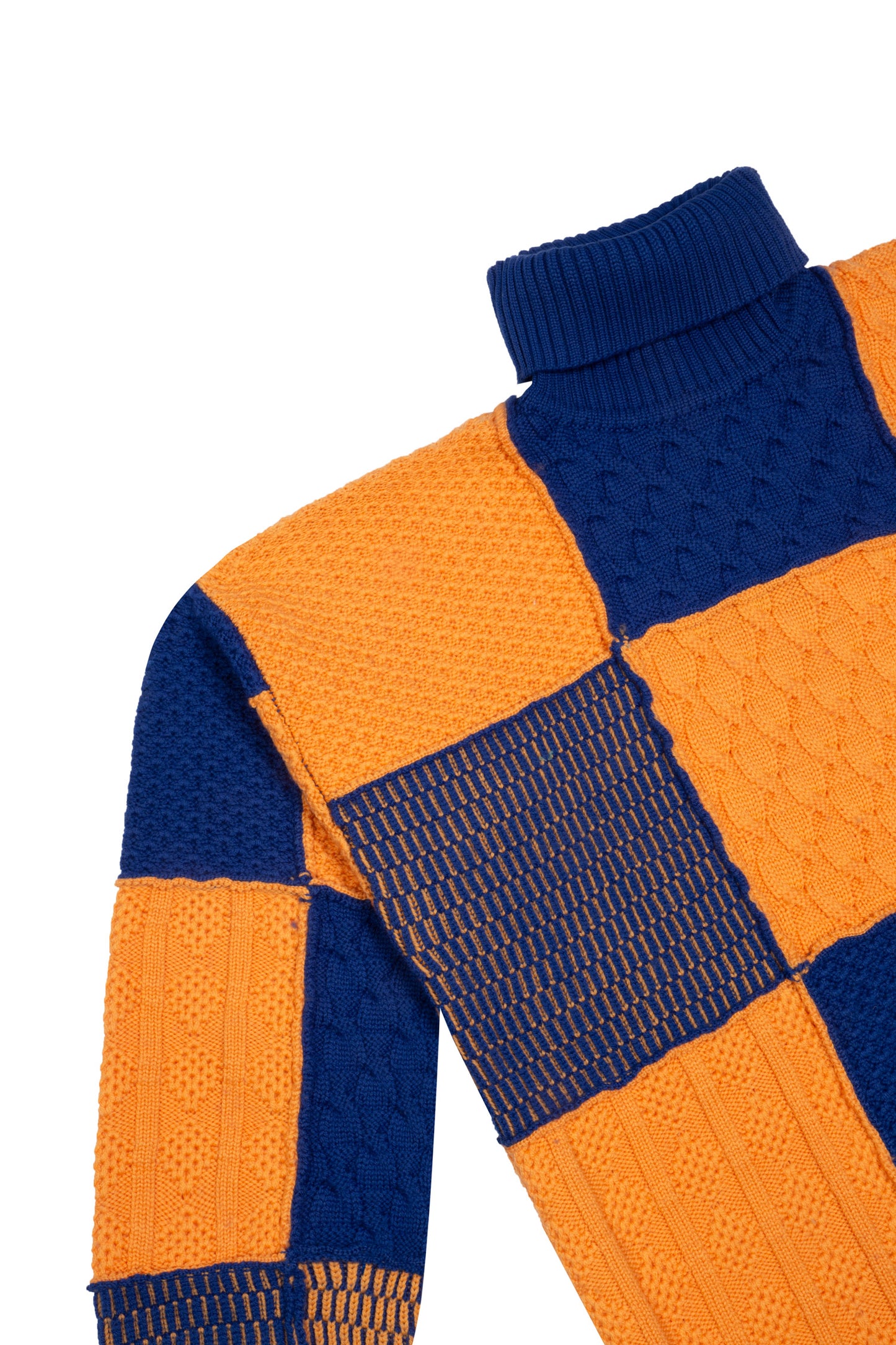 MERINO EXTRAFINE HAND KNIT PATCHWORK SWEATER