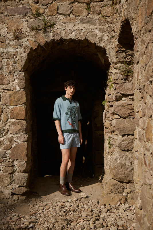 “OWL” JACQUARD-KNITTED COTTON POLO SHIRT