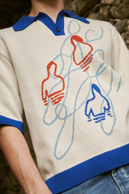 “SWIMMERS” JACQUARD-KNITTED COTTON POLO SHIRT