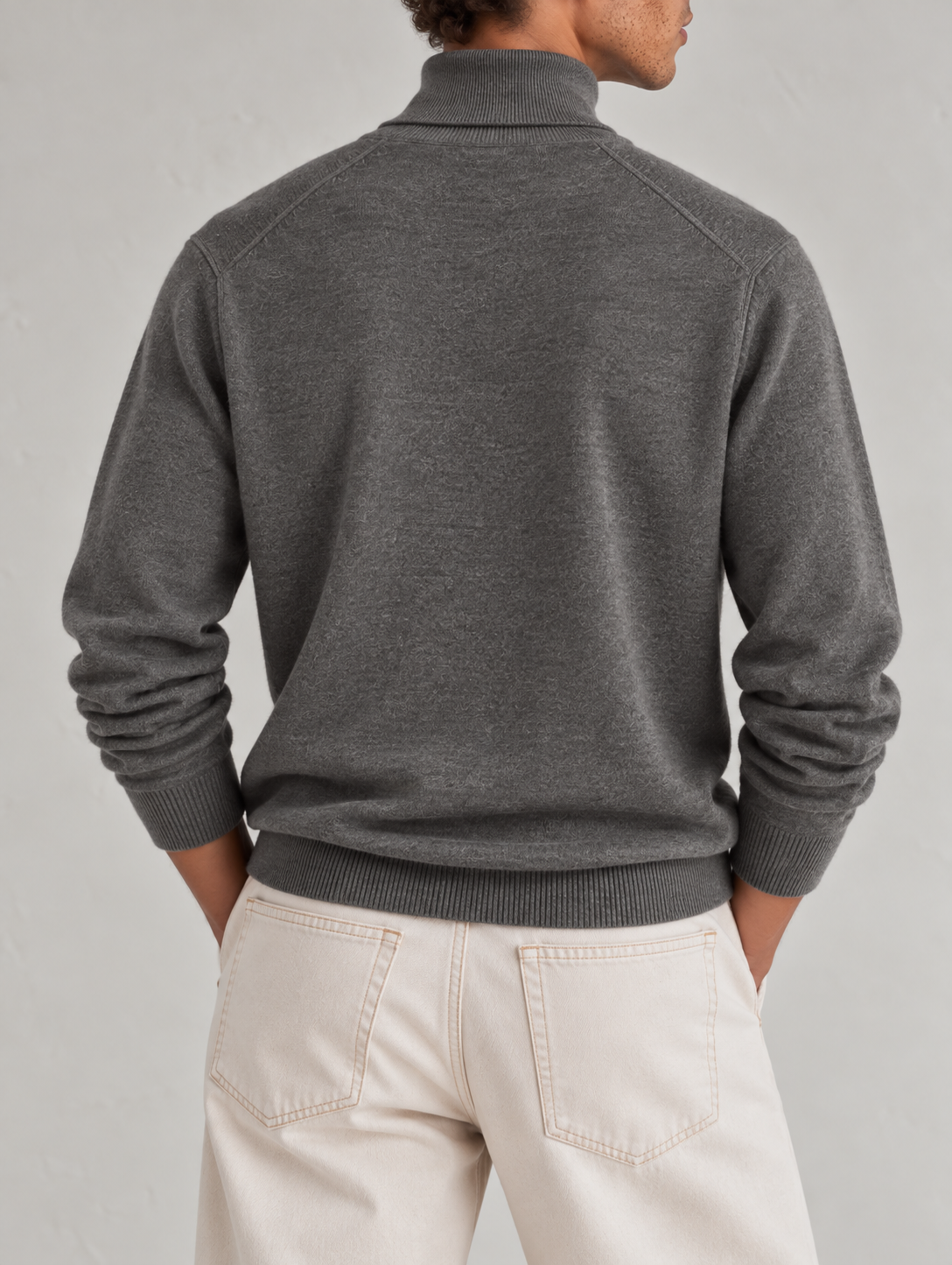 CASHMERE TURTLENECK - GREY MELANGE