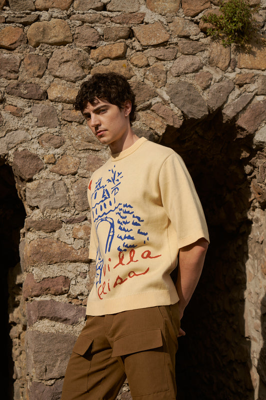 “VILLA ELISA” JACQUARD-KNITTED COTTON SWEATER