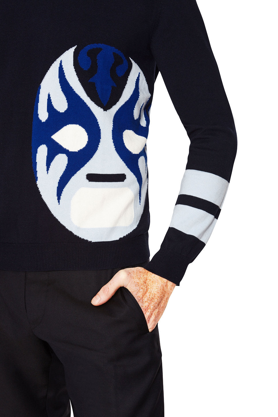 “LUCHADOR” INTARSIA COTTON SWEATER