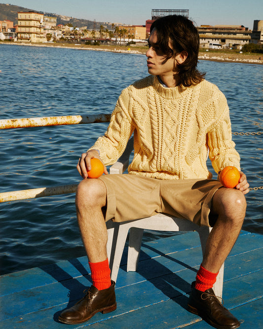 MERINO EXTRAFINE HAND KNIT CREW-NECK SWEATER