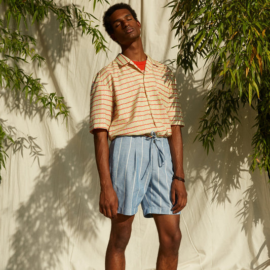 CAMP COLLAR PRINTED COTTON SHIRT