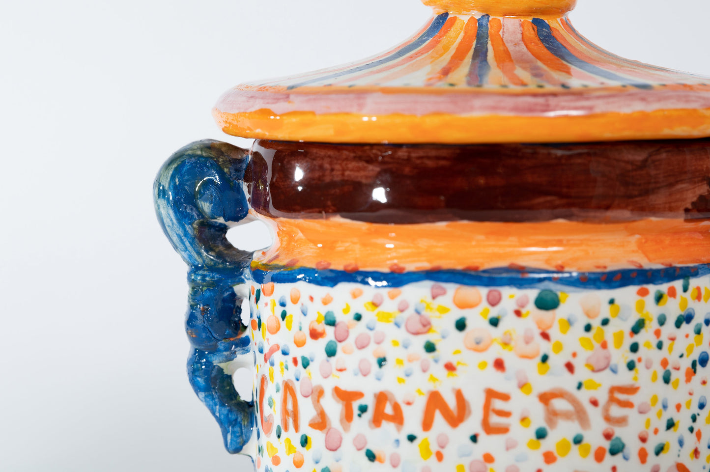 HAND-PAINTED CERAMIC JAR