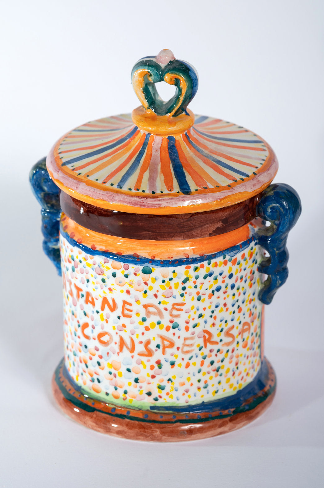 HAND-PAINTED CERAMIC JAR