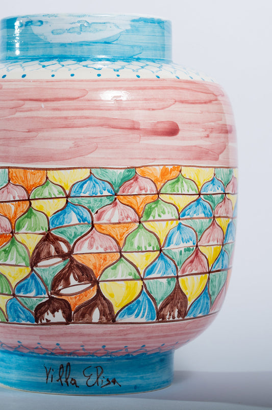 MULTICOLORED CHESTNUTS HAND-PAINTED CERAMIC VASE