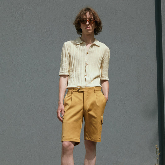 LIGHTWEIGHT COTTON AND CASHMERE BOWLING SHIRT