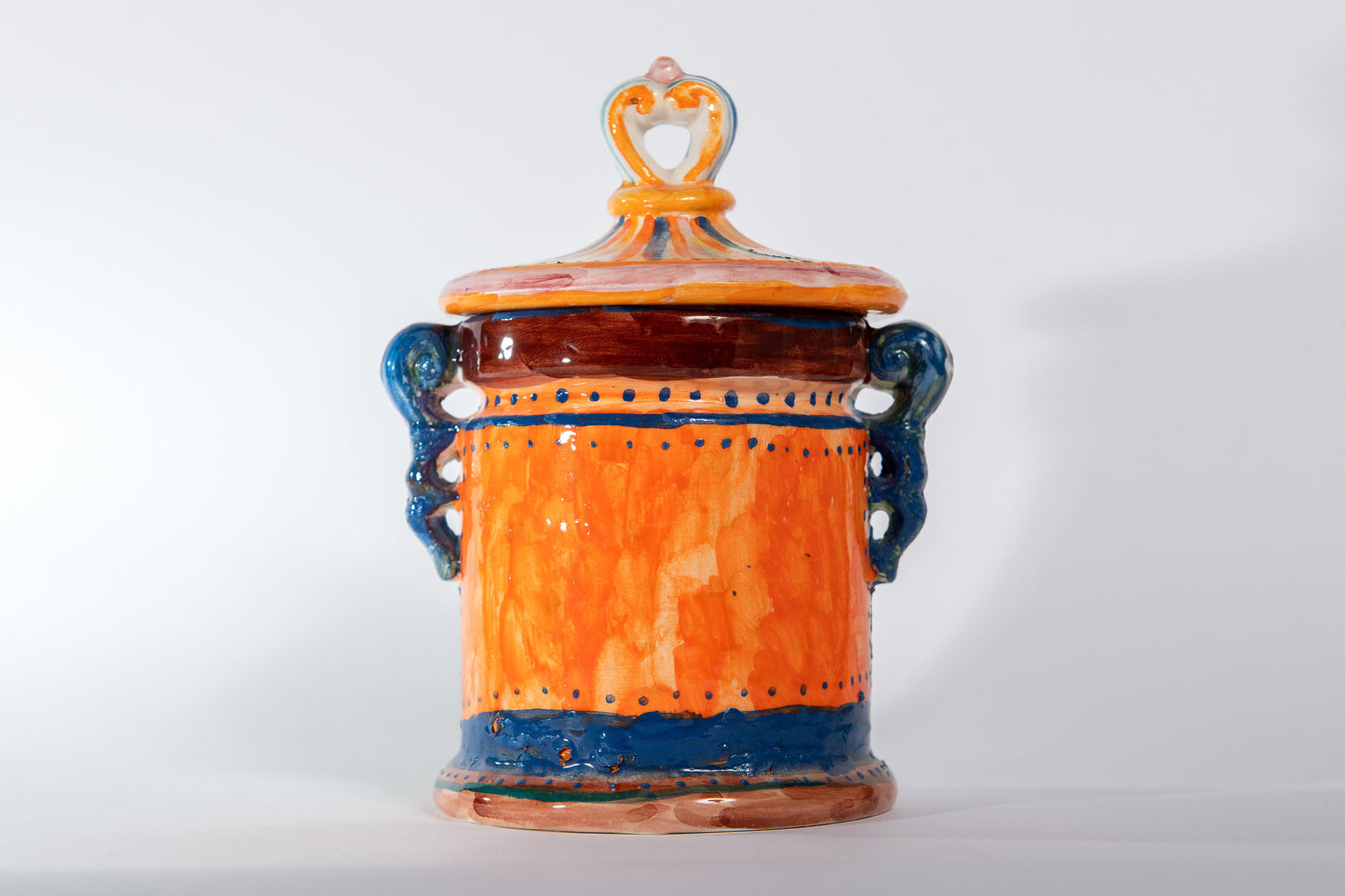 HAND-PAINTED CERAMIC JAR