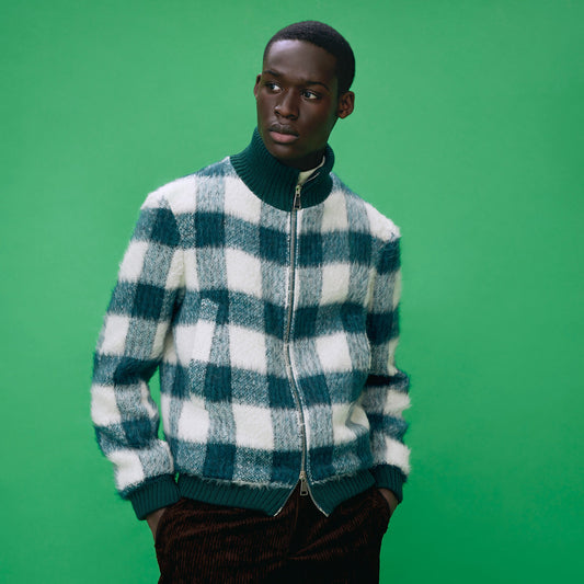 MOHAIR-BLEND PADDED BOMBER JACKET