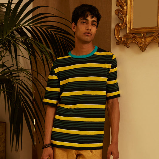 KNITTED COTTON CREW-NECK “BOXY” T SHIRT