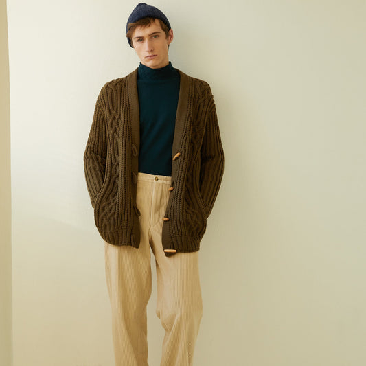 MERINO EXTRAFINE HAND-KNIT OVERSIZED CARDIGAN