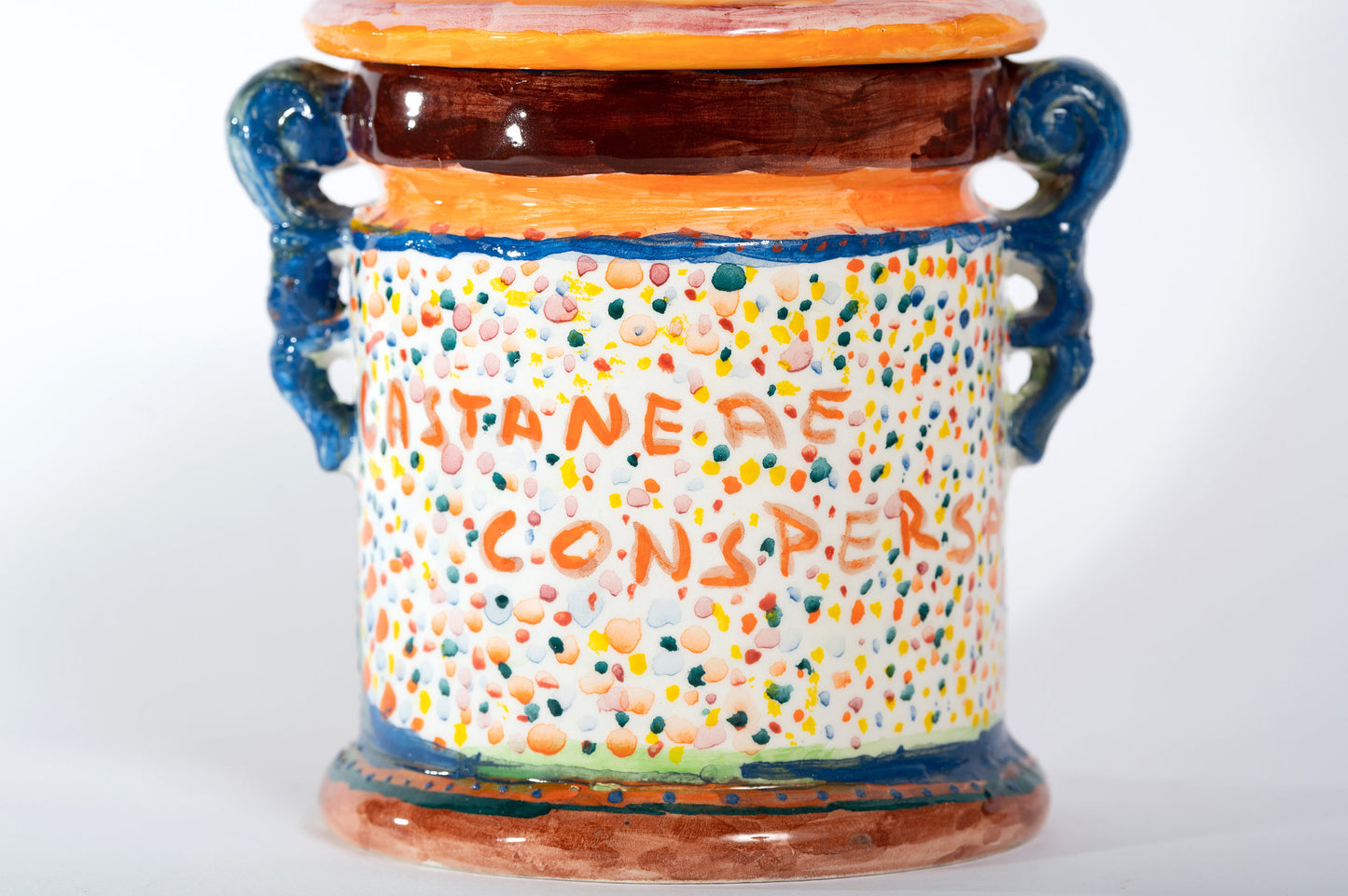 HAND-PAINTED CERAMIC JAR