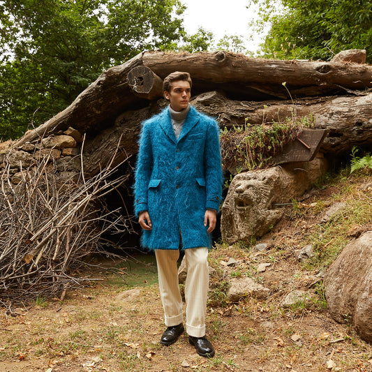 PETROL BLUE MOHAIR-BLEND COAT