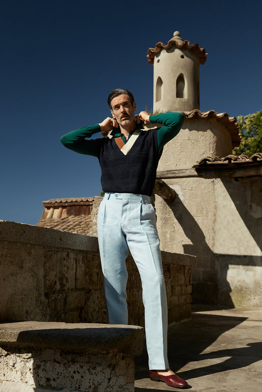 LINEN AND SILK SWEATER VEST