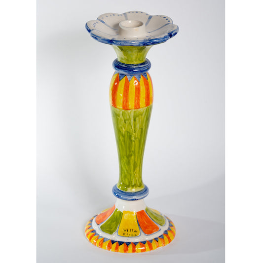 HAND-PAINTED CERAMIC CANDLESTICK HOLDER