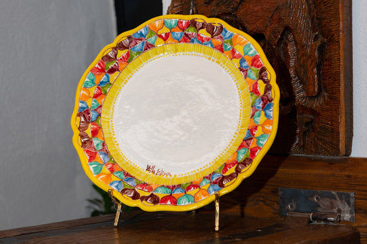 MULTICOLORED CHESTNUTS HAND-PAINTED LARGE CERAMIC PLATTER