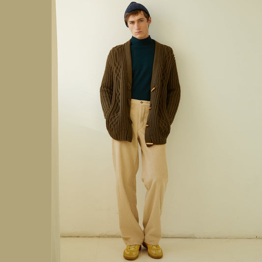 WIDE-LEG TROUSERS IN WOOL BLEND CORDUROY