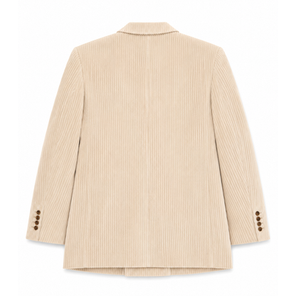 IVORY DOUBLE-BREASTED CORDUROY BLAZER