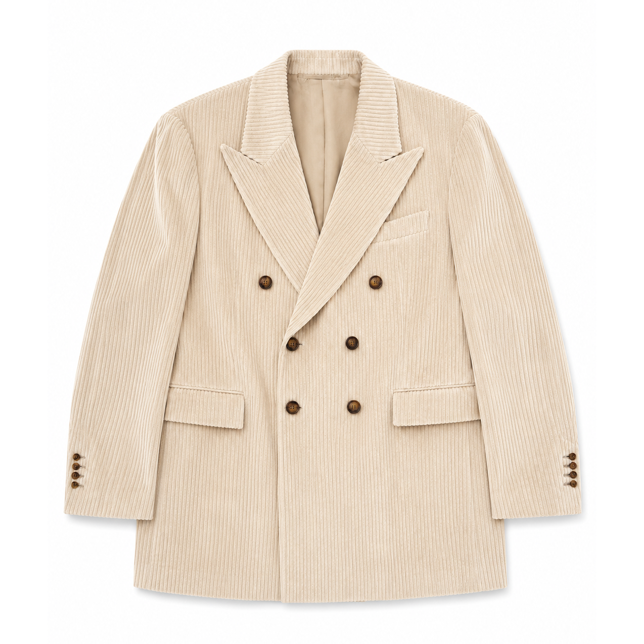 IVORY DOUBLE-BREASTED CORDUROY BLAZER