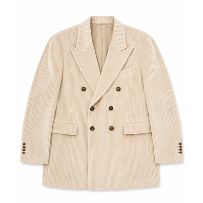IVORY DOUBLE-BREASTED CORDUROY BLAZER