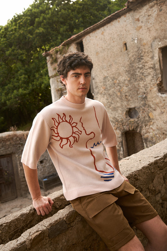 “BOY AND THE SUN” JACQUARD-KNITTED COTTON SWEATER