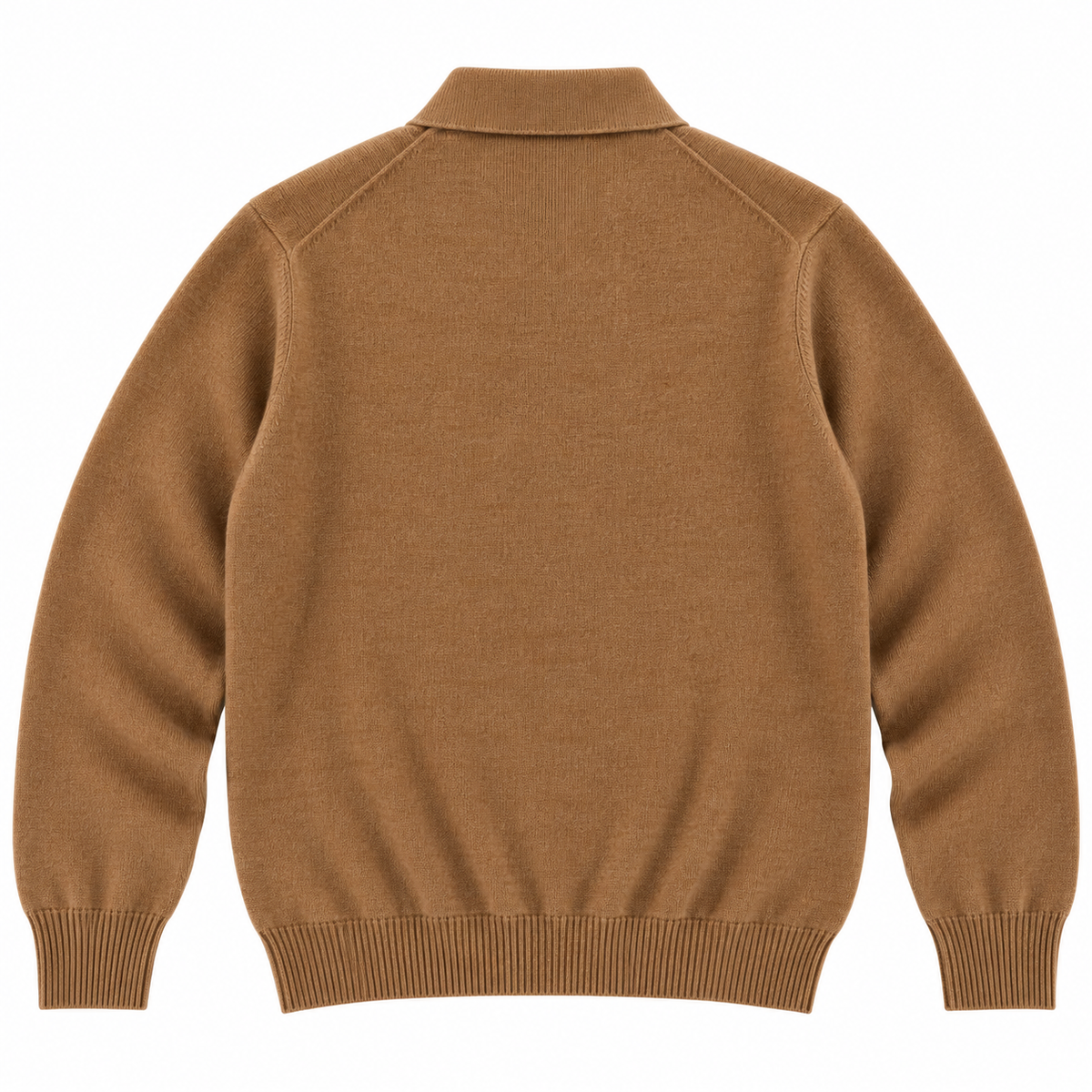 CASHMERE LONG-SLEEVE POLO - CAMEL
