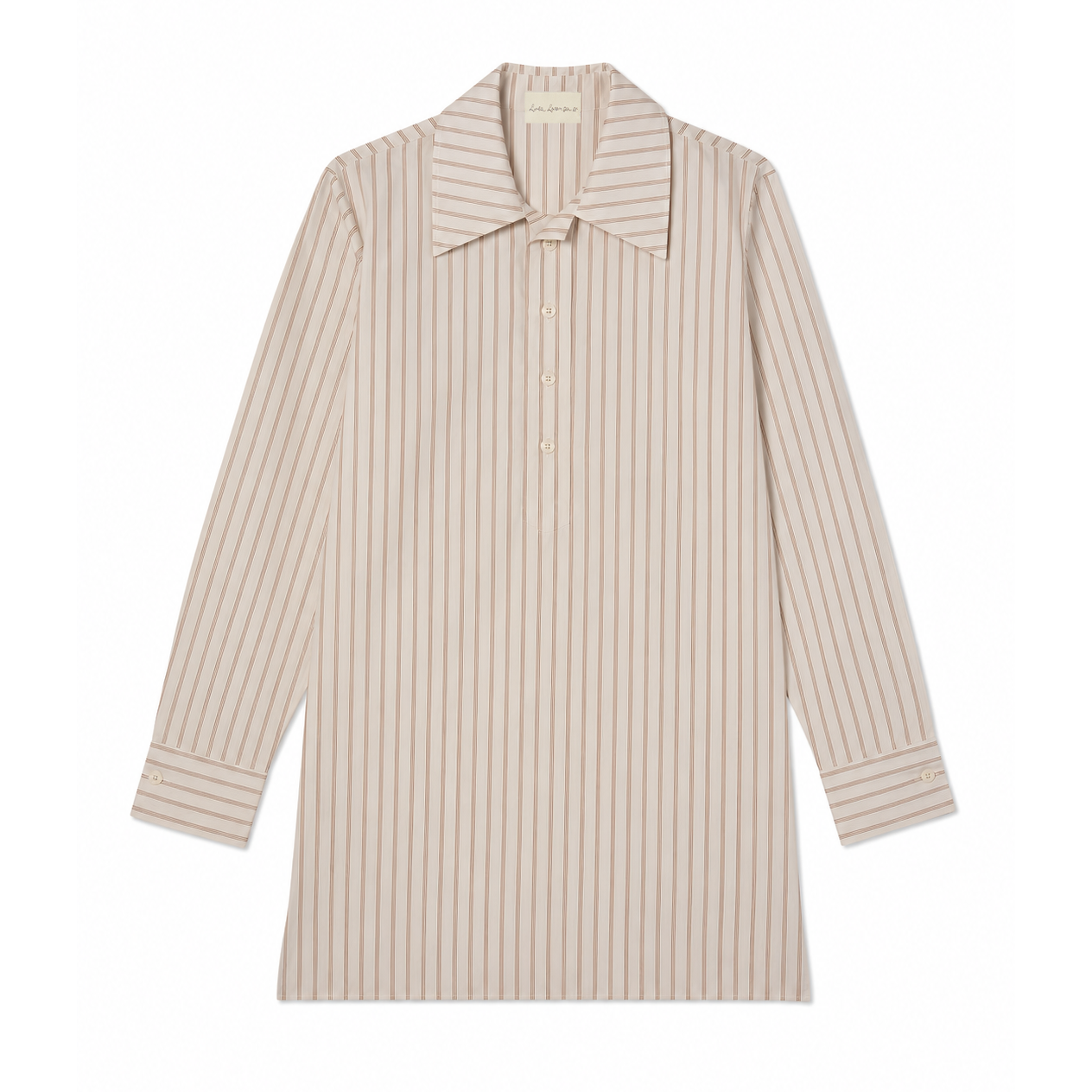 STRIPED COTTON AND SILK TUNIC SHIRT