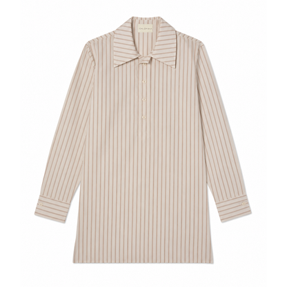 STRIPED COTTON AND SILK TUNIC SHIRT