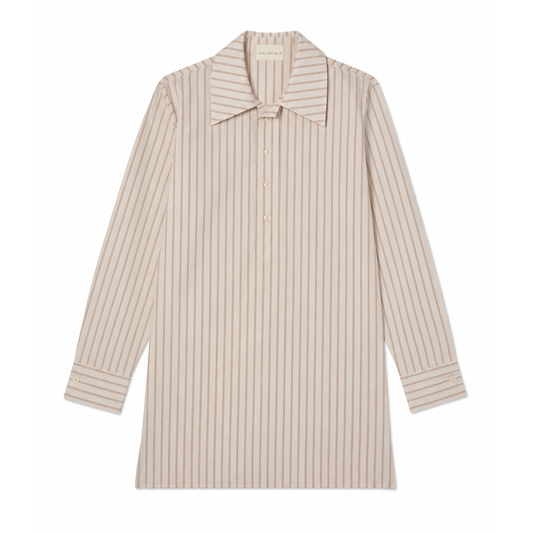 STRIPED COTTON AND SILK TUNIC SHIRT