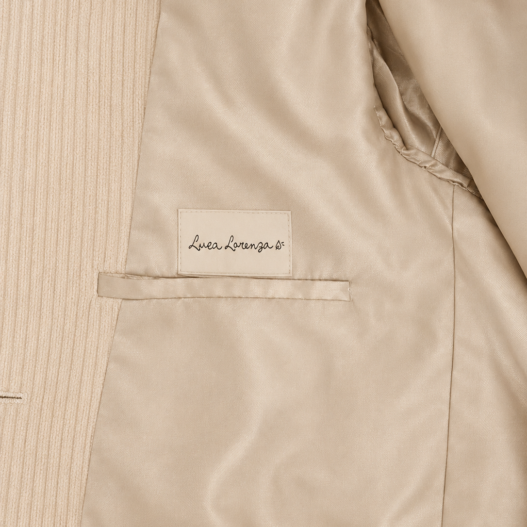 IVORY DOUBLE-BREASTED CORDUROY BLAZER