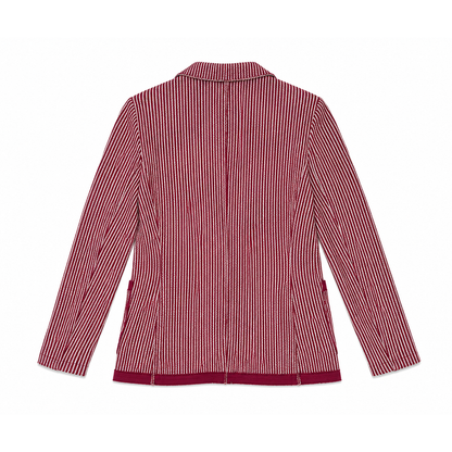 BURGUNDY STRIPED JERSEY BLAZER