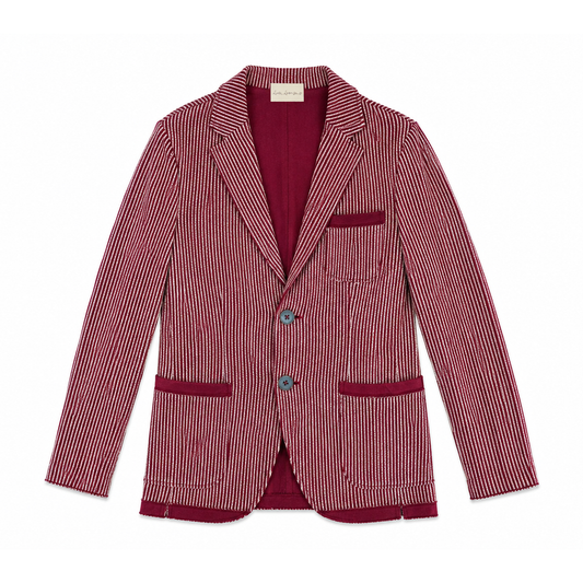 BURGUNDY STRIPED JERSEY BLAZER