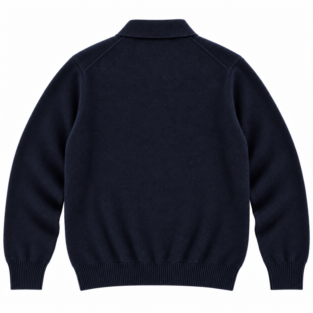 CASHMERE LONG-SLEEVE POLO - NAVY