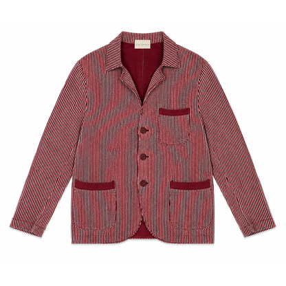 BURGUNDY STRIPED JERSEY JACKET