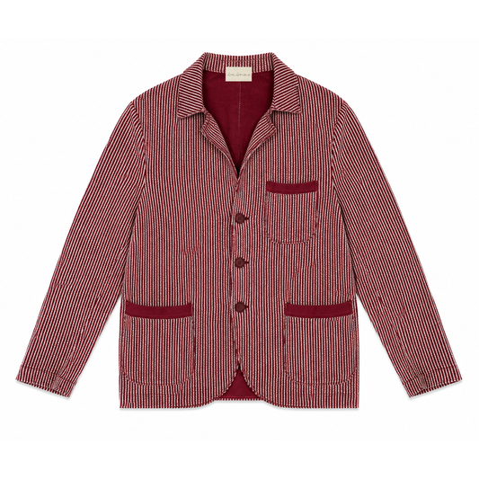 BURGUNDY STRIPED JERSEY JACKET