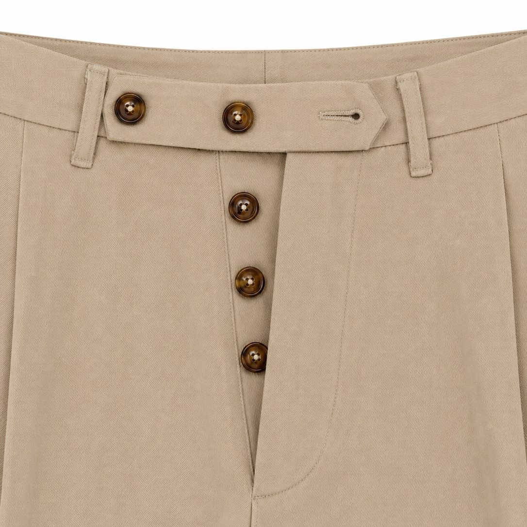 SAND TAILORED PLEATED TROUSERS
