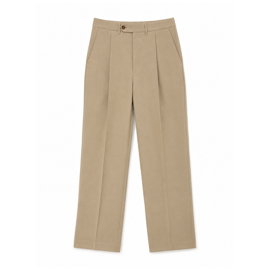SAND TAILORED PLEATED TROUSERS