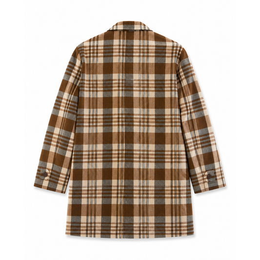 TOBACCO CHECK LINEN TRENCH
