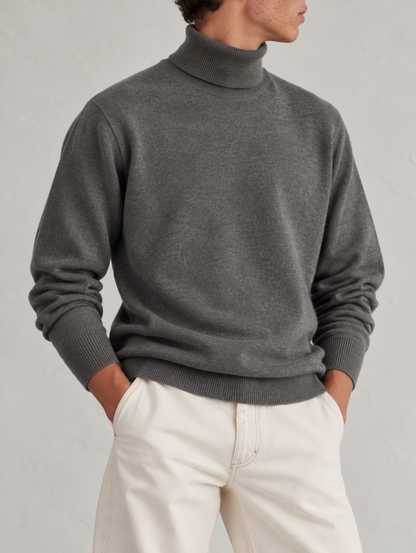 CASHMERE TURTLENECK - GREY MELANGE