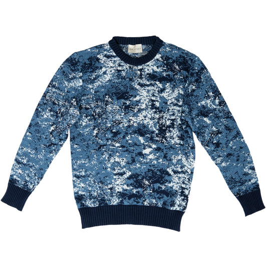 “UNIVERSO” JACQUARD WOOL AND CASHMERE CREW-NECK SWEATER