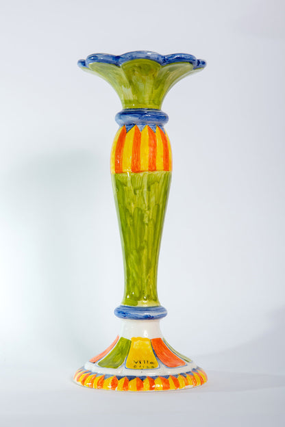 HAND-PAINTED CERAMIC CANDLESTICK HOLDER