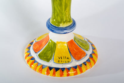HAND-PAINTED CERAMIC CANDLESTICK HOLDER