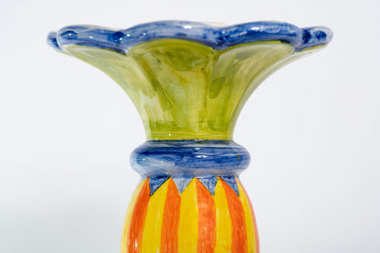 HAND-PAINTED CERAMIC CANDLESTICK HOLDER