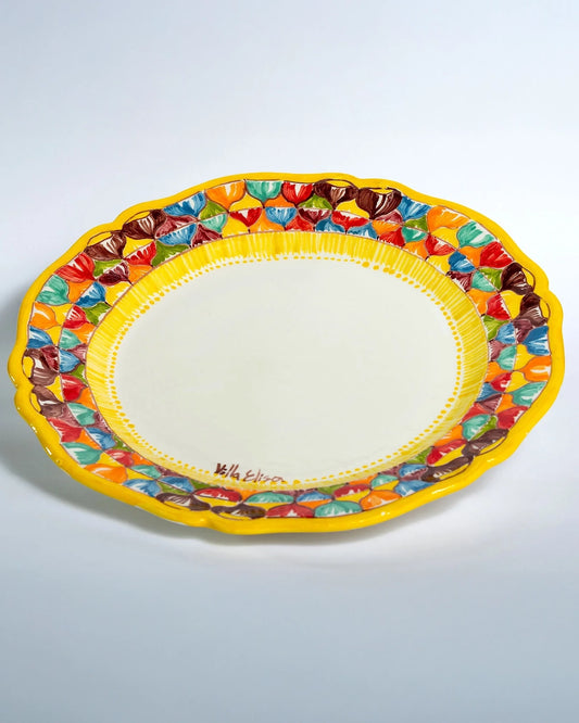 MULTICOLORED CHESTNUTS HAND-PAINTED LARGE CERAMIC PLATTER
